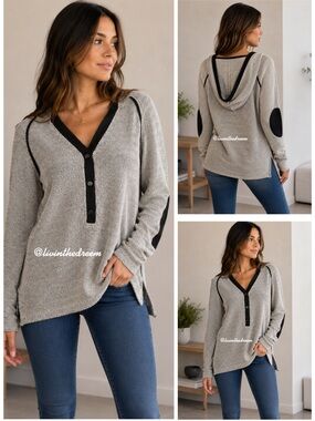 #T3 NU CONSTRUCTION Tweed Hooded Pullover SZ M $128